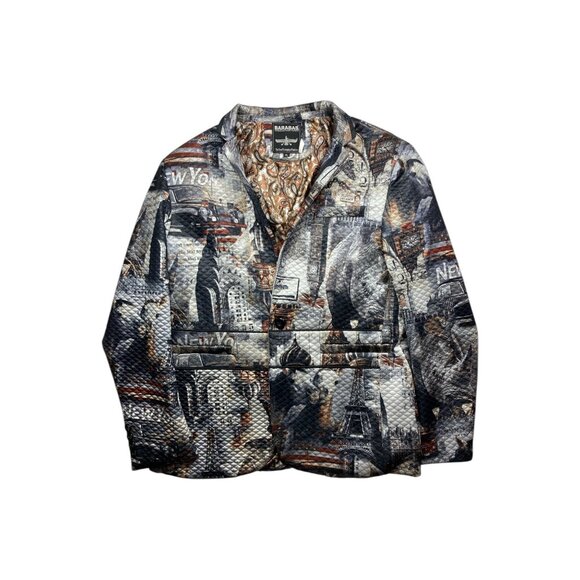 Barabas Men's XL New York All Over Print Waffle Jacket Blazer Paisley Interior - Picture 1 of 16